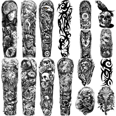 Voll Arm-tattoos, Tattoo Bras Homme, Fake Tattoo Sleeves, Arm Temporary Tattoos, Party Tattoos, Full Arm Tattoos, Upper Arm Tattoos, Tattoo Transfers, Full Sleeve Tattoo