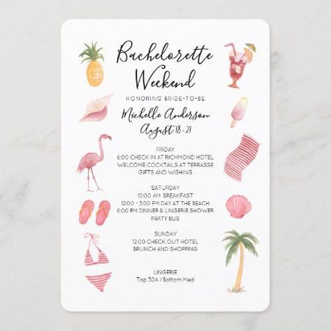 Watercolor Beach Bachelorette Weekend Itinerary Invitation Birthday Weekend Itinerary, Itinerary Invitation, Bachelorette Weekend Itinerary, Watercolor Beach, Beach Birthday Party, Bachelorette Party Beach, Weekend Itinerary, 30th Birthday Invitations, Beach Bachelorette