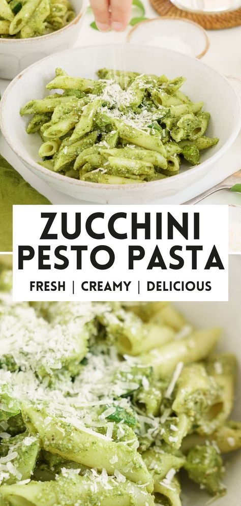 Discover delicious and healthy pasta dinner recipes featuring fresh zucchini pesto. Zoodle Pesto Recipes, Zucchini With Pesto Recipes, Creamy Zucchini Pasta Recipes, Zucchini Pesto Recipes, Zucchini Pasta Sauce Recipes, Zucchini Pasta Recipes Spaghetti, Pasta With Zucchini Sauce, Creamy Zucchini Pasta, Zucchini Spaghetti Recipe