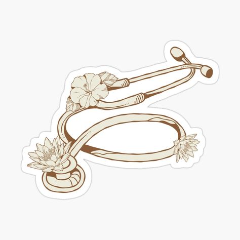 Brown Stethoscope, Stethoscope With Flowers, Stethoscope Art, Stethoscope Drawing, Pink Stethoscope, Doctor Stickers, Medical Stickers, Valentine Poster, Heart Stickers