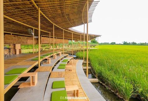 Resort Design Plan, Coffee House Design, Bamboo House Design, Outdoor Restaurant Design, Glamping Resorts, Cafe Concept, Resort Architecture, Rice Field, Resort Design