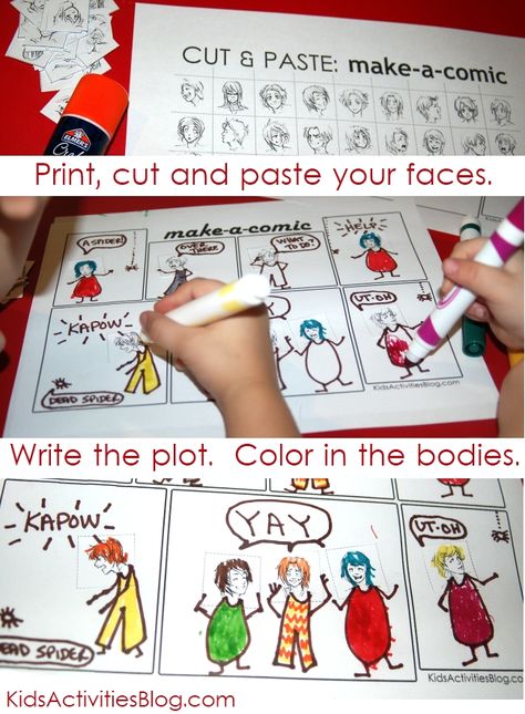 make a comic - SO AWESOME! via kidsactivitiesblog Making A Comic Book, Comic Writing, Fowl Language Comics, Comic Faces, Make A Comic Book, Kids Writing Activities, Make A Story, Story Kids, Comic Face