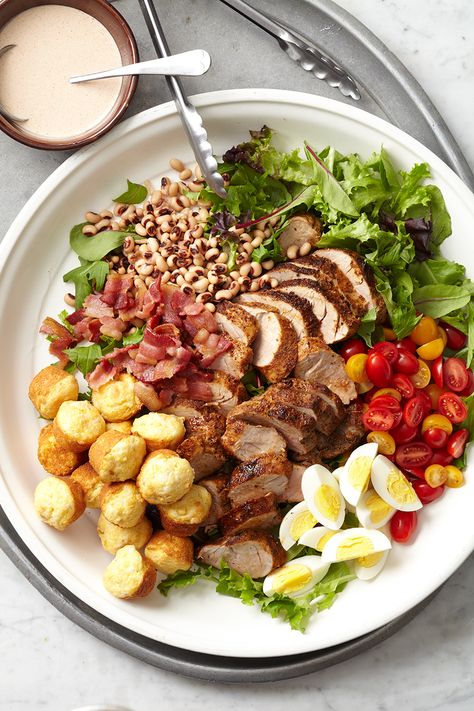 Barbecued Pork Tenderloin Salad Summer Potluck Ideas, Pork Tenderloin Salad, Barbecue Pork Tenderloin, Juicy Pork Tenderloin, Buttermilk Dressing, Potluck Ideas, Summer Potluck, Pork Salad, Grilled Pork Tenderloin