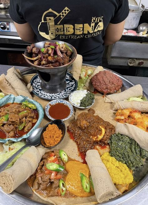 Eritrean food, Injera #eritrea #eritreanfood #eritreanrestaurant #culture 🇪🇷🇪🇷🇪🇷 Tibs Ethiopian Food, Eritrea Culture, Ethiopian Food Injera, Eritrean Food, Eritrean Culture, Circle Borders, Ethiopian Food, Apple Dress, Food Spot