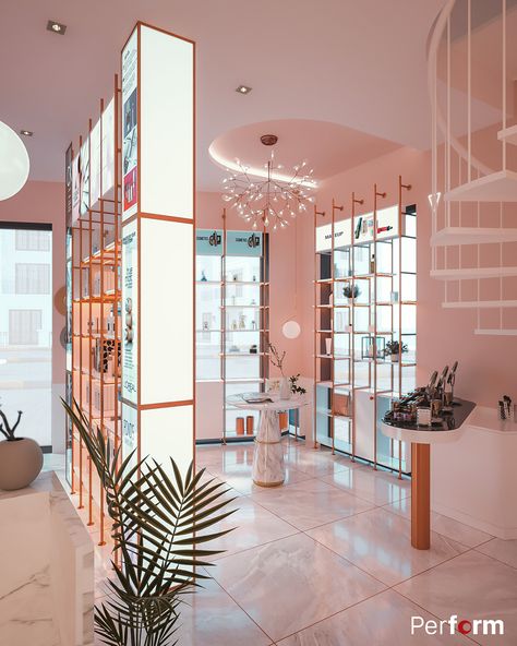 Cosmetic Design Store, Store Cosmetics Design, Cosmetics Store Interior Design, Cosmetic Store Interior Design, Small Cosmetic Store Interior, Cinema Architecture, Gabriella Rocha, Clothing Store Interior, Retail Store Interior Design