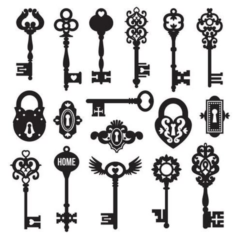 Key Drawings, Key Logo, Key Tattoo, Black Keys, Old Keys, Skeleton Keys, Vintage Key, Lock Set, Vintage Keys