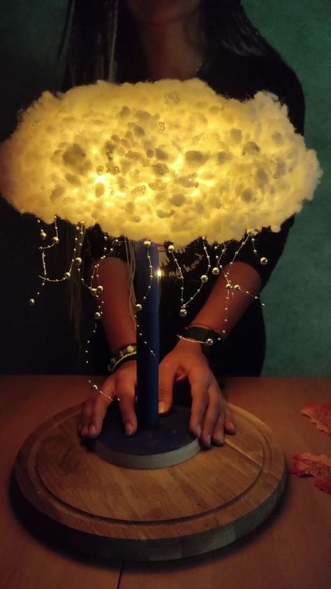 8.8K views · 129 reactions | Dreamy Cloud Lamp DIY 🌧 | The easiest Cloud Lamp DIY using all materials you probably have lying around the house! 🌧 | By Crafty | Facebook Cloud Chandelier Diy, Diy Clouds Decorations, Forest Goblincore, Cloud Lamp Diy, Diy Cloud Light, Wall Lamps Diy, Cloud Ceiling, Theme Bathroom, Diy Table Lamp