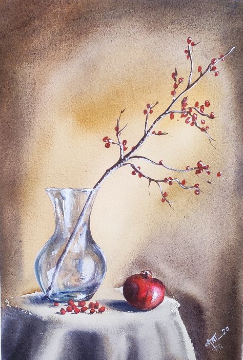 Still-life painting with Watercolour Plz follow my YouTube channel.. https://www.youtube.com/channel/UCDONoIU0uFhkP83iGYMAeHw #easydrawing #still-life #watercolorart #watercolorstill -life #easystill-lifepainting #objectdrawing #realisticdrawing #howtodraw #drawing #art #watercolorpainting #watercolours #challenge #paintingoftheday #glassvase #glasseffect Watercolour Object Painting, Object Drawing Watercolour, Watercolour Still Life Easy, Still Life Watercolor Paintings Easy, Object Drawing Still Life Watercolor Painting, Still Life Drawing Colour, Watercolour Still Life Painting, Easy Still Life Painting, Watercolour Painting For Beginners