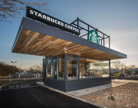 Coffee Stand Design, Starbucks Drive Thru, Container Coffee Shop, Drive Thru Coffee, Cafe Exterior, Starbucks Design, Container Restaurant, Container Cafe, Coffee Shop Interior Design