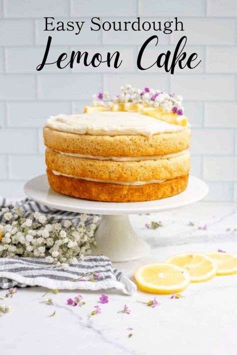 Sourdough Lemon, Lemon Buttercream Frosting, Moist Lemon Cake, Easy Sourdough, Lemon Frosting, Homemade Recipes Dessert, Lemon Buttercream, Lemon Bread, Light Cakes