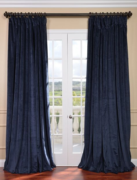 Signature Midnight Blue Velvet Blackout Curtains Velvet Drapes Bedroom, Wide Window Curtains, Drapes Bedroom, Extra Wide Curtains, Embroidered Curtains, Navy Curtains, Half Price Drapes, Wide Curtains, Blackout Panels