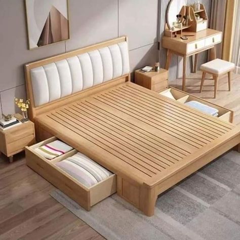 King Size Bed Wood, Wood Frame Bed, Teenager Bedroom Design, Simple Furniture Design, Super King Bed, Simple Bed Designs, Beautiful Bedroom Colors, Fabric Upholstered Bed, Bed Fabric