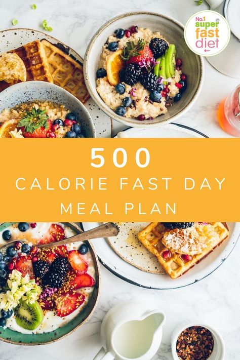 We are here to show you what you can eat on a 500 calorie fast day, and show you its more food than you think! Weight Food Plan, Meal Plan List, Calories Meal Plan, Losing Weight Food, 800 Calorie Meals, 500 Calorie Meal Plan, Dinners Under 500 Calories, Easy Meal Plan, Fat Loss Journey