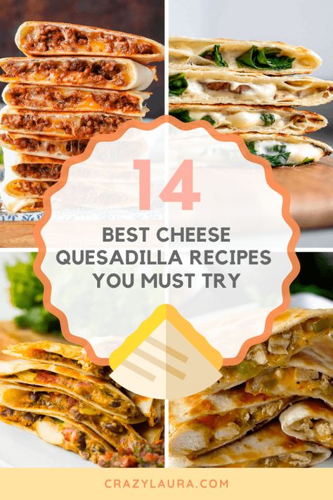 Tortilla filled with melted cheese? Yes, please! The possibilities are unlimited when it comes to cheese quesadilla recipes! #Foodie #MexicanCuisine #MexicanFood Quesadilla Filling Ideas, Guada Cheese Recipes, Unique Quesadillas, Cheese Casadillas, Quesadilla Ideas Dinners, Unique Quesadilla Recipes, Quesadilla Ideas, Cheese Quesadillas, Quessidla Recipes