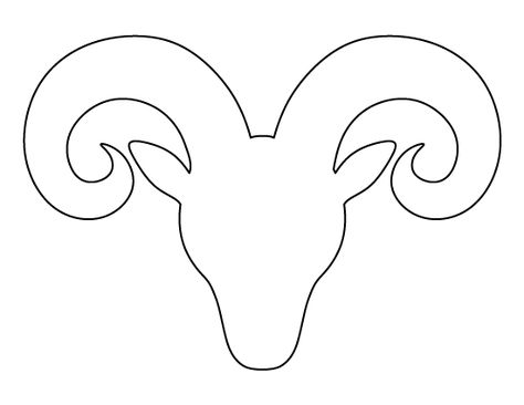 Ram head pattern. Use the printable outline for crafts, creating stencils, scrapbooking, and more. Free PDF template to download and print at http://patternuniverse.com/download/ram-head-pattern/ Printable Outline, Stencils Printables Templates, Ram Tattoo, Wooden Jewelery, Patchwork Ideas, Jesse Tree, Big Horn Sheep, Animal Cutouts, Stencils Printables