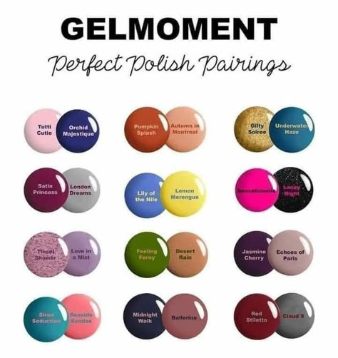 Nail Polish Pairings Color Combos, Finger And Toenail Color Combinations, Nail Polish Color Combinations, Pedi And Mani Ideas Color Combos, Gelmoment Colors Nail Polish, Fingernail And Toenail Combinations, Cute Nail Color Combinations, Nail Combinations Color Combos, Gel Moment Nails