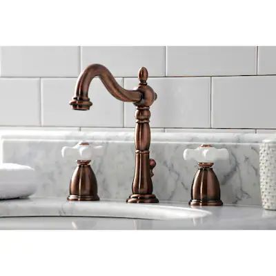 Copper bath faucet at Lowes.com: Search Results Mediterranean Style Bathroom, Aesthetic Bathroom Decor, Copper Bath, Copper Fixture, Plumbing Bathroom, Aesthetic Bathroom, Widespread Bathroom Faucet, Bath Faucet, Style Bathroom