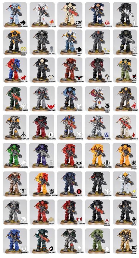 Space Marine Colour Ideas, Warhammer Marine, Chapter Ideas, Warhammer 40k Space Wolves, Warhammer Armies, Marine Paint, Warhammer 40k Figures, Grey Knights, Warhammer Figures