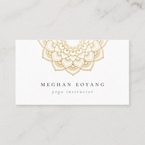 Elegant Golden Mandala Logo Business Card Mandala Logo Design, Mandala Logo, Holistic Center, Golden Mandala, Premium Business Cards, Yoga Business, Business Card Design Inspiration, Spiritual Business, Cleaning Logo