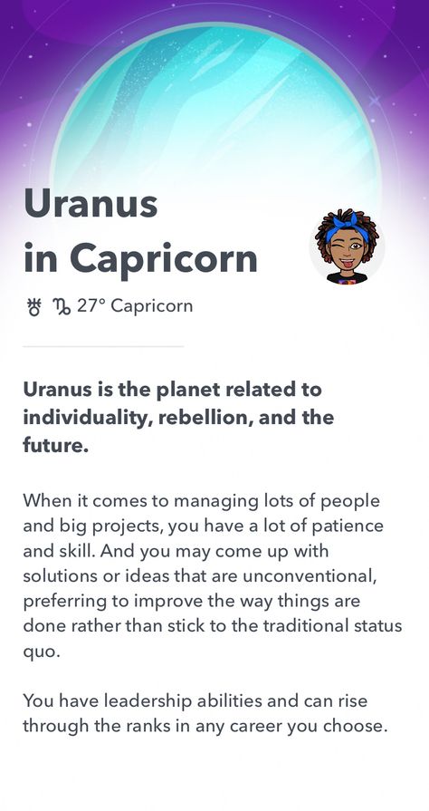 Snapchat has my stars aligned 🤩 Check out your Astrological Profile! https://click.snapchat.com/jVMS?af_dp=snapchat%3A%2F%2Fastrology-profile%2Fmy&af_force_deeplink=true Uranus Capricorn, Uranus In Capricorn, Leo Horoscope, Aquarius Zodiac, Big Project, Birth Chart, Astrology, Snapchat, Force