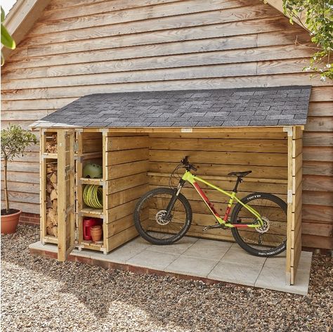 Outdoor Bike Storage, Backyard Storage, Backyard Sheds, Bike Shed, Deck Decorating Ideas On A Budget, The Shed, Backyard Diy Projects, Partition Design, Backyard Projects