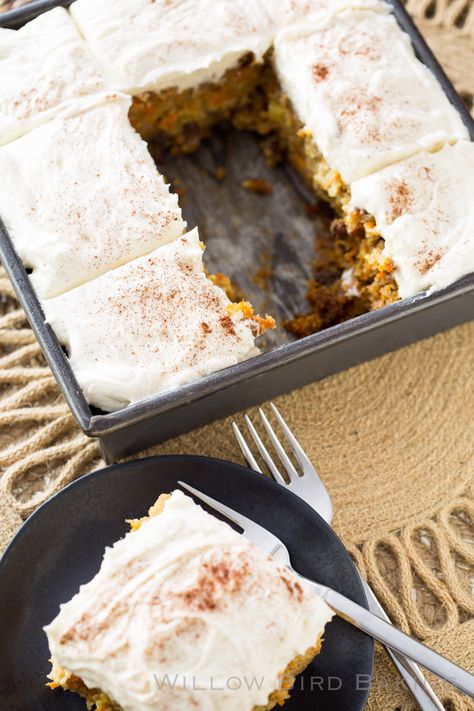 Tres Leches Carrot Cake (and 5 Easy Steps to Find a Therapist) - Willow Bird Baking Carrot Tres Leches Cake, Tres Leches Carrot Cake Recipe, Tres Leches Carrot Cake, Carrot Cake Tres Leches, Chocolate Mocha Cake, Whipped Icing, Easy Cakes, Crumble Bars, Sheet Cake Recipes