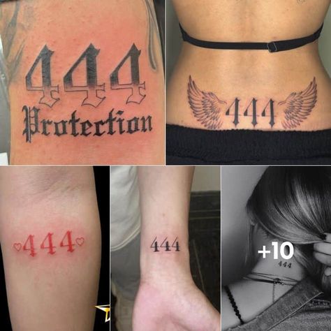 444 tattoo meaning and design ideas to try! 4 4 4 Tattoo, 444 Tattoo Ideas For Couples, Mandala Tattoo Meaning Symbols, 444 Best Friend Tattoo Meaning, Number 4 Tattoo Ideas, 444 Angel Wings Tattoo, 444 Tattoo Men, 4 44 Tattoo, 224 Tattoo Ideas