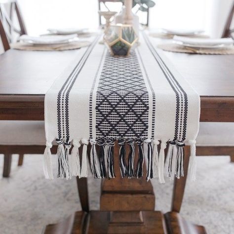 VASAGLE 47 Inches Dining Room Table for 4, Industrial Style with Heavy Duty Metal Frame, 47.2 x 29.5 x 29.5 Inches, Rustic Br White Farmhouse Table, Woven Table Runner, Dining Room Decor Modern, Bohemian Table, Rustic Table Runners, Boho Table Runner, Modern Farmhouse Table, Farmhouse Table Runners, Boho Table