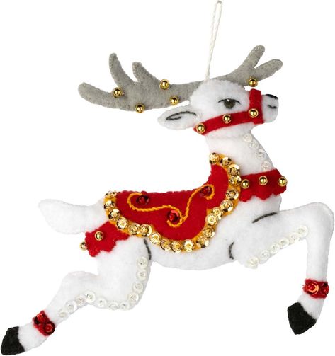 DIY Bucilla Festive Reindeer Deer Christmas Holiday Felt - Etsy Australia Diy Felt Christmas Ornaments, Ornament Making, Baby Mobil, Start A Family, Felt Ornaments Patterns, Diy Christmas Ornament, Felt Crafts Christmas, Felt Christmas Decorations, Applique Kit