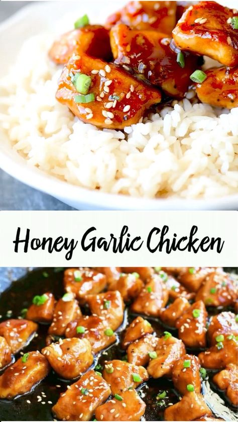 This Honey Garlic Chicken recipe is so easy to prepare and will be a family favorite! Made with chicken breasts and a four ingredient honey garlic sauce. Add cut up broccoli, cauliflower, peppers, carrots or peas for honey garlic chicken stir fry. #chickenrecipes #chickendinner #easyrecipes #takeout #dinnerrecipes Honey Garlic Chicken Stir Fry, Garlic Chicken Stir Fry, Garlic Chicken Recipe, Garlic Chicken Recipes, Honey Garlic Sauce, Broccoli Cauliflower, Gluten Free Recipes For Dinner, Honey Garlic Chicken, Chicken Stir Fry