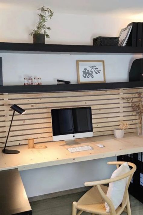 Transform your home into the perfect work space! Make sure to incorporate easy and affordable Ikea office hacks to maximize productivity. Ikea Office Hack, Dads Office, Office Hacks, Ikea Desk Hack, Ikea Office, Modern Home Offices, Small Home Offices, Ikea Furniture Hacks, Home Decor Ideas Living Room