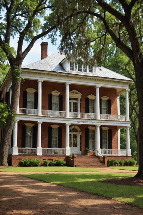 Step Back in Time: Touring Mississippi’s Majestic Antebellum Homes Antebellum Architecture, Antebellum Homes Interior, Southern Colonial Homes, Old Southern Homes, Antebellum Home, Southern Colonial, Greek Revival Architecture, Johnson House, Southern Mansions