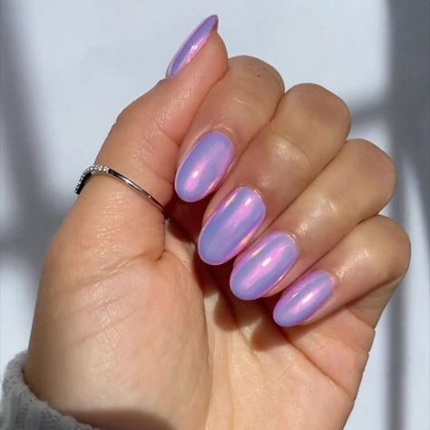 Mermaid Nail Ideas, Chrome Manicure, Mermaid Nail Art, Seashell Nails, Mermaid Nail, Opal Nails, Chrome Nail Powder, Purple Nail Polish, Purple Nail Designs