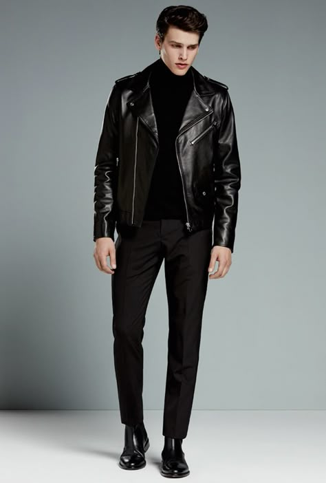 Reiss Mens Fashion Fall Outfits, Men Fashion 2020, Men's Leather Jackets, Leather Jacket Outfit Men, Black Outfit Men, Black Outerwear, Peacoats, Wearing All Black, Leather Jacket Style