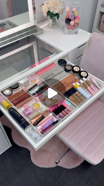 Ikea Perfume Shelf, Ikea Vanity Hack Make Up, Ikea Vanity Ideas, Ikea Vanity Hack, Ikea Alex Vanity, Ikea Vanity Table, Vanity Collections, Ikea Makeup Vanity, Diy Walk In Closet