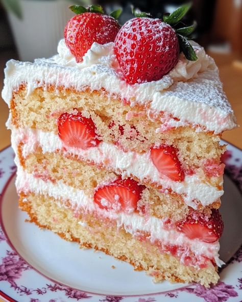 Strawberry Honeybun Cake 🍓🍰 Ingredients: 1 box yellow cake mix 4 large eggs 1 cup sour cream 3/4 cup vegetable oil 1/2 cup granulated sugar 1/2 cup brown sugar 1 tablespoon ground cinnamon 1/2 cup strawberry preserves 1 cup powdered sugar 2-3 tablespoons milk 1 teaspoon vanilla extract Instructions: Preheat Oven: Preheat to 350°F (175°C). Grease a 9x13-inch baking pan. Prepare Cake Batter: In a large bowl, combine yellow cake mix, eggs, sour cream, and vegetable oil. Beat until smooth and... Lemon Vanilla Cake, Honeybun Cake, Strawberry Preserves, Strawberry Cakes, Sweet Snacks Recipes, Yellow Cake, Fun Baking Recipes, Baking Pan, Fancy Cakes