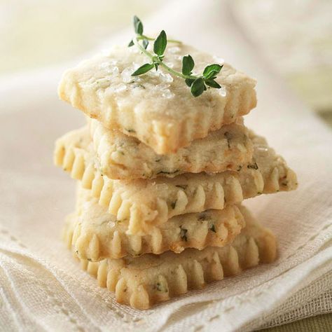 For a refreshing spring treat, try our tasty Lemon-Thyme Cookies. See more spring desserts: http://www.bhg.com/recipes/party/seasonal/spring-baking-ideas/?socsrc=bhgpin041513lemonthymecookies=13 Spring Baking Ideas, Thyme Biscuits, Thyme Cookies, Thyme Shortbread, Lemon Curd Dessert, Cookies Spring, Thyme Butter, Cardamom Cookies, Trail Mix Cookies