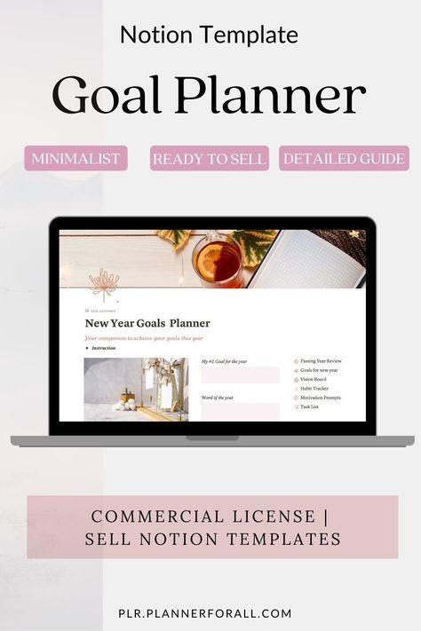 #Goal_Setting_Planner #Year_Review #Year_Goals #Planner_Minimalist New Year Notion Template, Goal Tracker Template, New Year Planner, Meal Prep Planner, Year Review, Year Goals, Goal Tracking, Mom Planner, Planner Minimalist