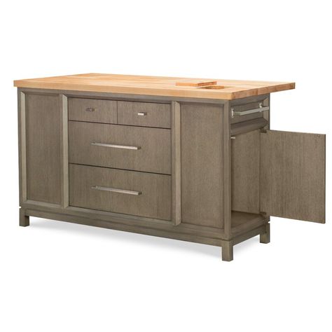 Rachael Ray Home Highline by Rachael Ray Home Kitchen Island Top | Wayfair Kitchen Island With Butcher Block, Kitchen Island Top, Wine Bottle Shelf, Kitchen Island Tops, Butcher Block Top, Hidden Door, Wood Cover, Rachael Ray, Kitchen Islands