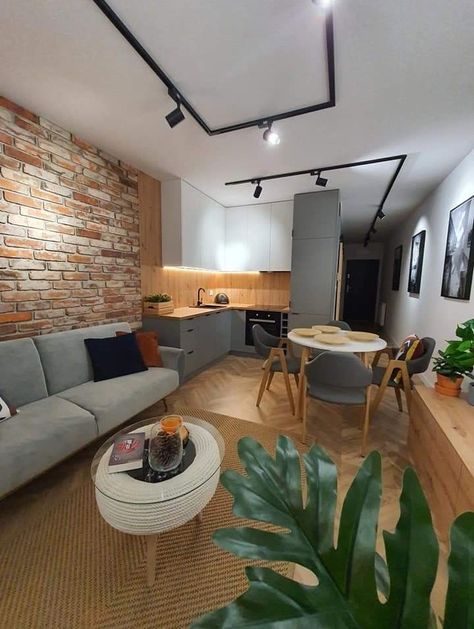 Small Open Kitchen And Living Room Tiny Spaces Apartment Therapy, 55 Sqm Apartment Design, 20 Sqm Living Room, Rustic Home Interiors Living Room, 40 Sqm House Interior Design, 20sqm Studio Design, Small Flat Interior, Small Apartment Interior, Open Plan Kitchen Living Room