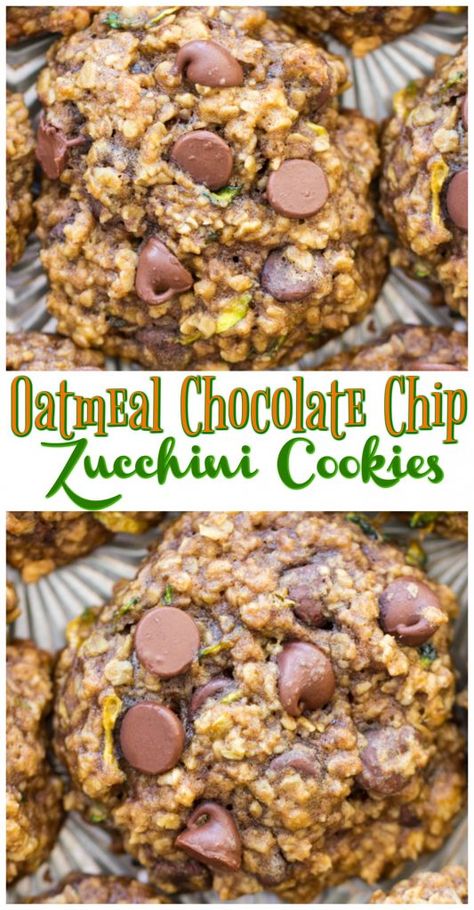 Cookies Made With Zucchini, Easy Zucchini Desserts, Zucchini And Oatmeal Recipes, Recipes With Grated Zucchini, Baking With Zucchini Recipes, Zucchini Sweet Recipes, Zucchini Cookies Recipes, Zucchini Dessert Recipes, Zuchini Baking Recipes