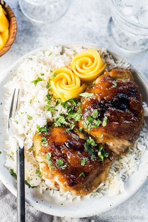 Sweet and Sticky Mango Chutney Chicken - The Endless Meal® Mango Chutney Chicken, Chicken With Mango, Chutney Chicken, Mango Chutney Recipe, Dairy Free Recipes Dinner, Mango Chicken, Dairy Free Dinner, Mango Chutney, Chutney Recipe