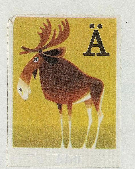 Staffan Wirén Moose Illustration, Mid Century Illustration, The Letter A, Alphabet Book, Animal Illustrations, Woodland Creatures, Childrens Illustrations, Childrens Art, Letter A