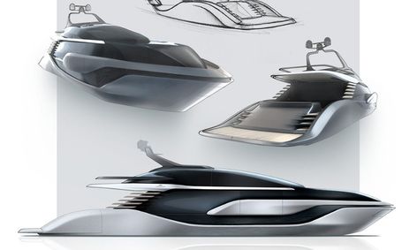 Yacht Design Sketch, Yacht Design Concept, Boat Sketch, Sailing Ship Model, Small Yachts, Cmf Design, Wooden Boat Plans, Auto Design, Car Design Sketch