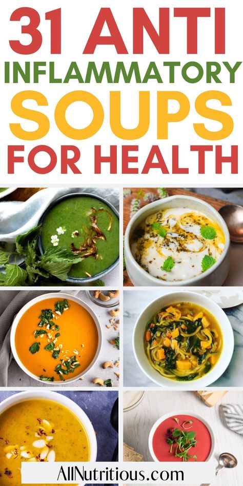 Savor the goodness of healing with our anti-inflammatory soups! Explore clean eating recipes perfect for supporting your anti inflammation diet, offering flavorful options for nourishing soup dinner recipes that prioritize wellness. Antiinflamatory Diet Recipe, Inflammation Soup, Anti Inflammation Diet Snacks, Anti Inflammation Diet Dinner Recipes, Anti Inflammation Diet Vegetarian, Crohns Friendly Soup Recipes, Inflammatory Diet, Non Inflammatory Recipes, Anti Inflammation Diet Recipes Crockpot