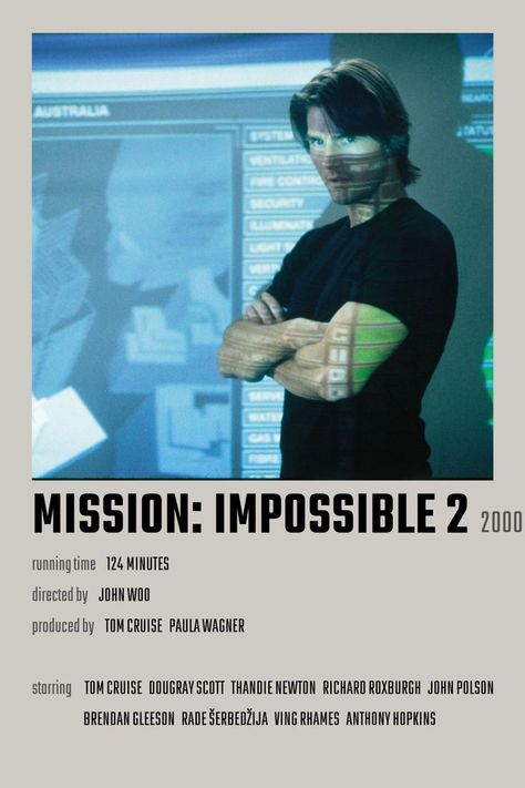 Mission: Impossible 2 Movie Poster Mission Impossible 2 Poster, Mission Impossible 7 Poster, Mission Impossible Aesthetic, Mission Impossible Poster, Mission Impossible 1, Movies Collage, Mission Impossible 2, Minimalistic Polaroid Poster, Mission Impossible Movie