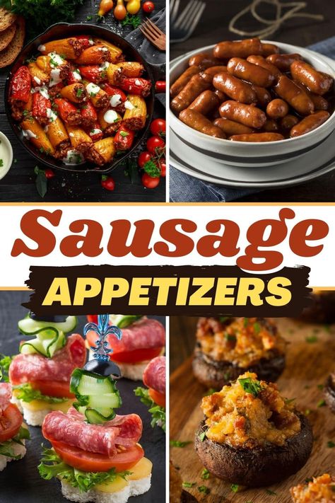 These sausage appetizers will be the hit of any party! From balls to dips to bites, you can't go wrong with these tasty starters. Appetizers With Sausage, Skewered Appetizers, Mini Sausage Appetizer, Sausage Bites, Vienna Sausage Recipes Appetizers, Sausage Appetizers For Party, Easy Holiday Party Appetizers, Sausage Appetizer Recipes, Puff Pastry Recipes Appetizers