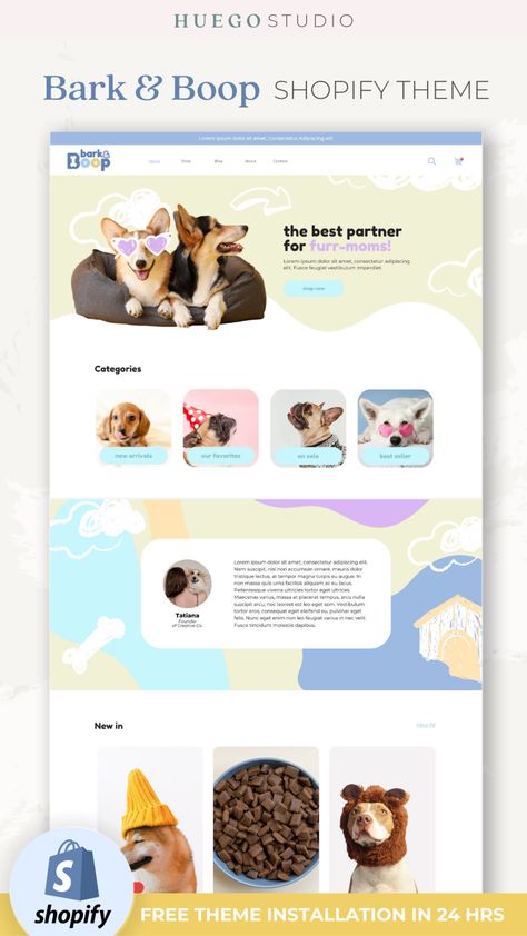 Pet Website for Shopify Template Theme Dog Bakery Website - Etsy Bakery Website, Dog Marketing, Pet Branding, Shopify Templates, Shop Website, Dog Groomer, Theme Template, Diy Website, Dog Branding