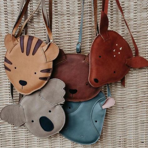 Leather Bag Pattern, Animal Bag, Tote Bags Sewing, Kids' Bag, Animal Baby, Kids Wardrobe, Leather Baby, Leather Projects, Baby Boutique