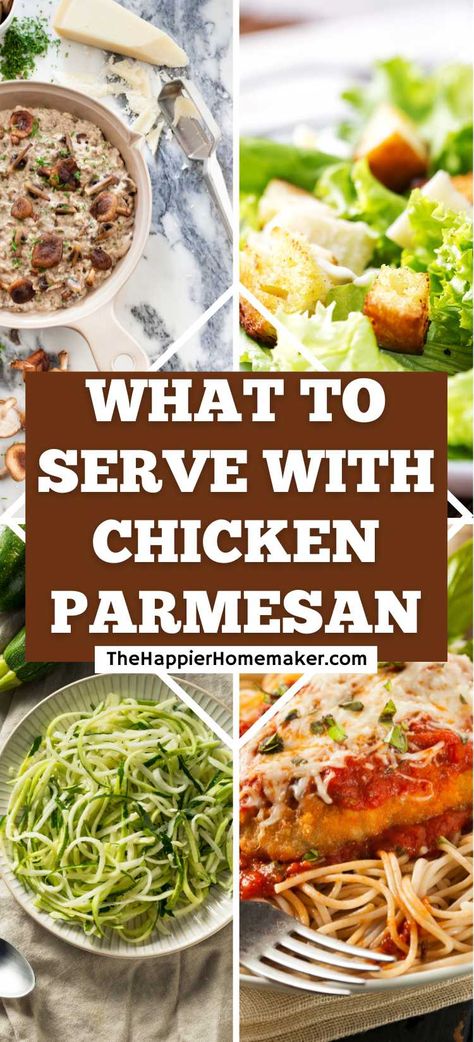 Parmesan Chicken Side Dishes, Chicken Parmesan Sides Dishes Ideas, Chicken Parm Dinner Sides, What Goes With Chicken Parmesan, Sides To Go With Chicken Parmesan, Pasta For Chicken Parmesan, Chicken Parmesan Dinner Sides, Side For Chicken Parmesan, Sides For Parmesan Crusted Chicken